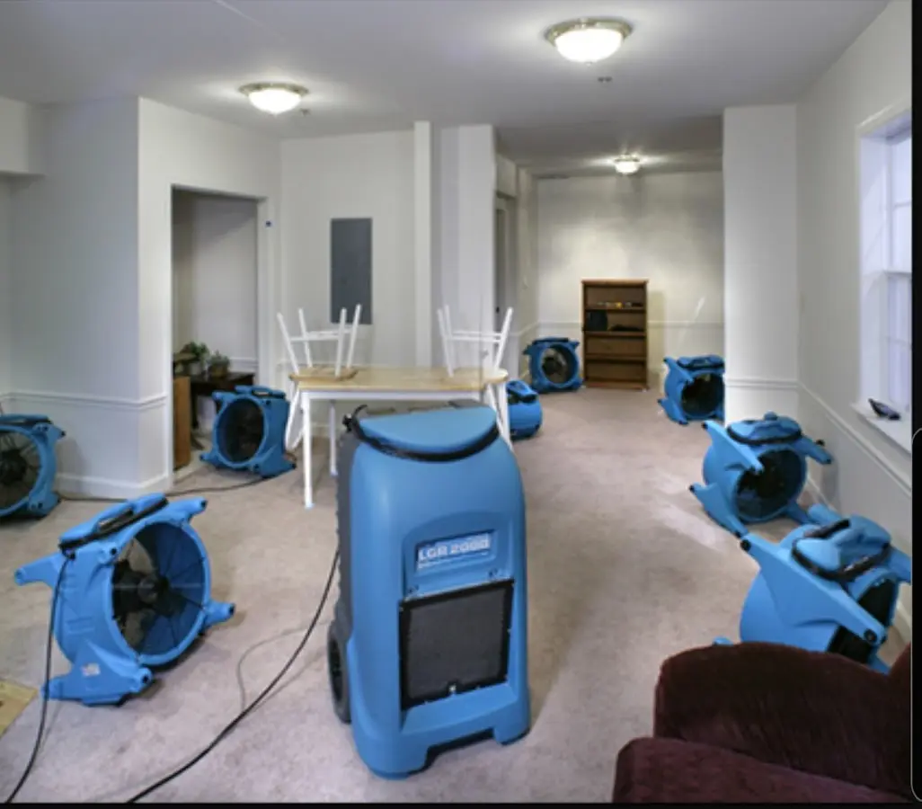 Air movers and dehumidifier setup for Water Extraction & Removal in Berkley